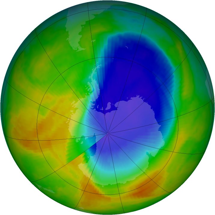 Antarctic ozone map for 27 October 2000